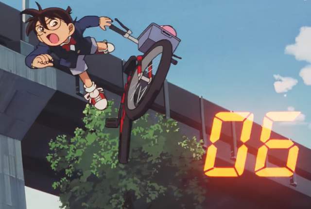 Detective Conan The Timed Skyscraper movie still with Conan and a bomb countdown